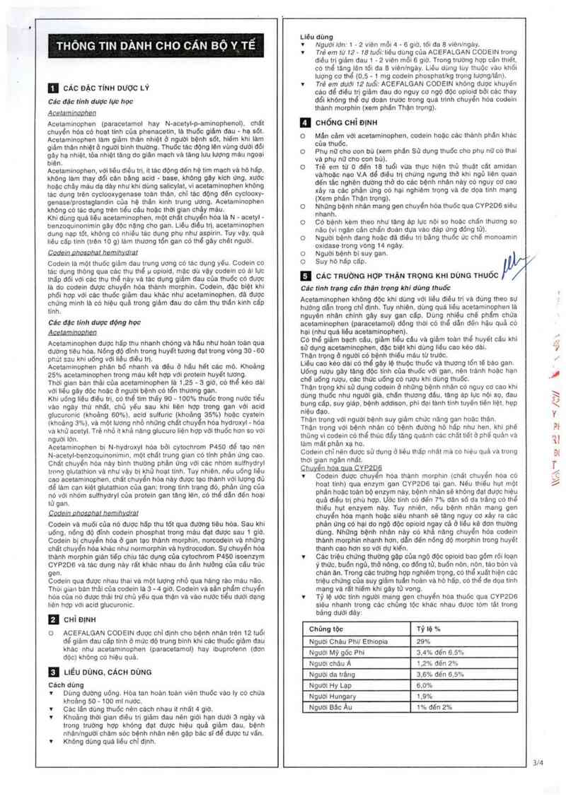 thông tin, cách dùng, giá thuốc Acefalgan Codein - ảnh 4