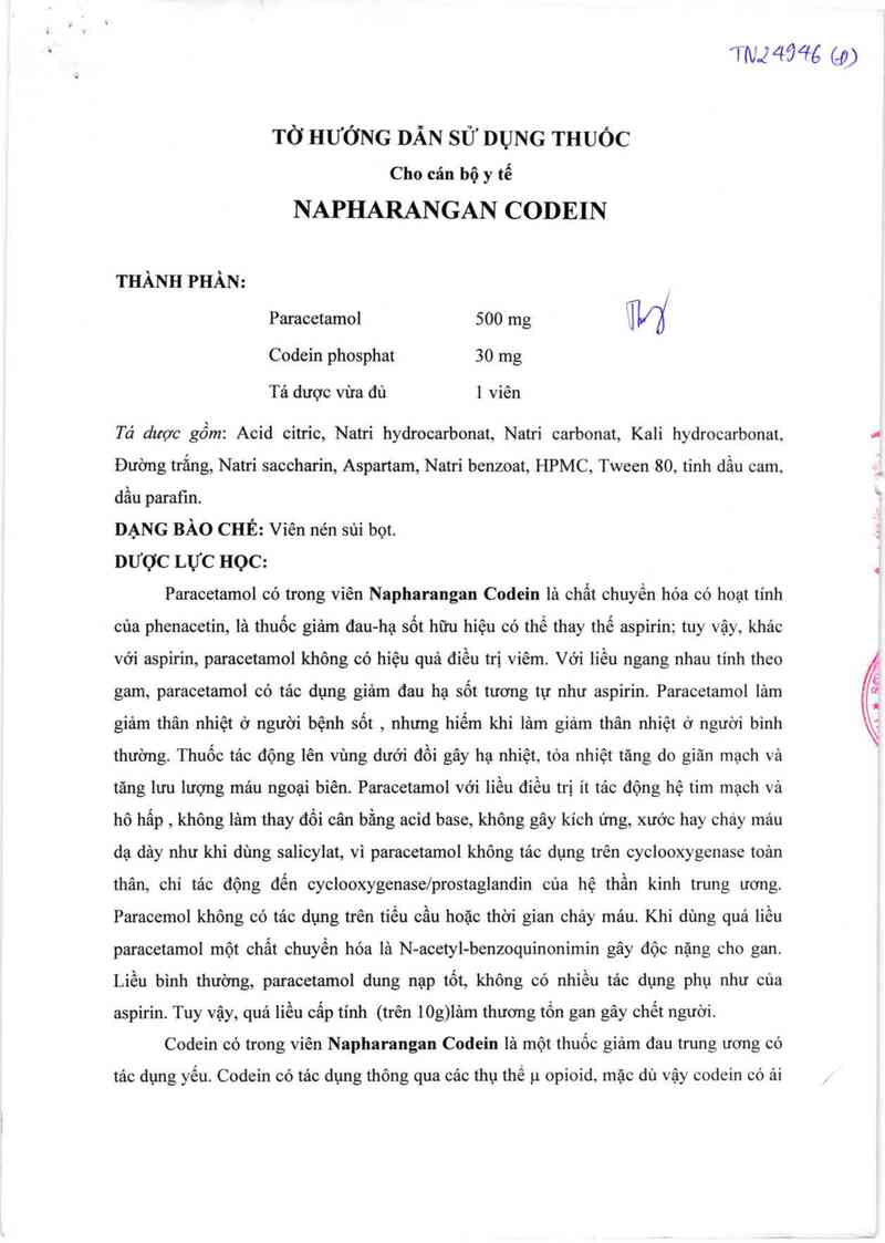 thông tin, cách dùng, giá thuốc Napharangan Codein - ảnh 2