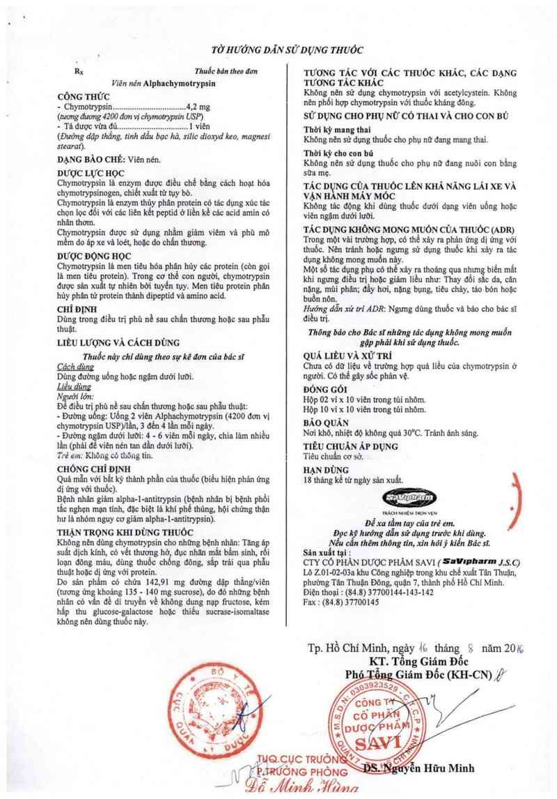 thông tin, cách dùng, giá thuốc Alphachymotrypsin - ảnh 4