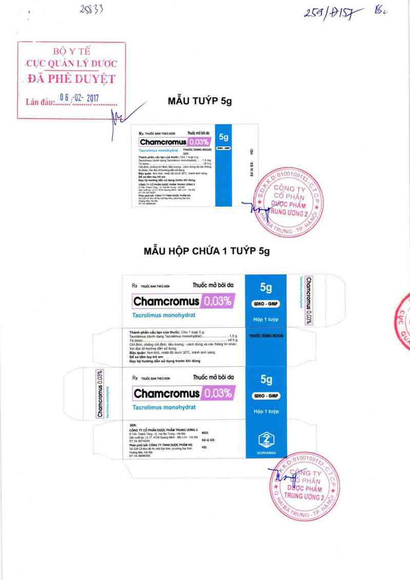 thông tin, cách dùng, giá thuốc Chamcromus 0,03% - ảnh 0