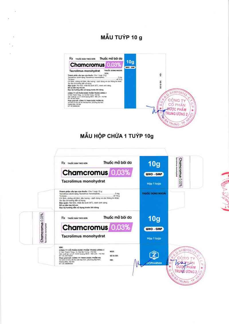 thông tin, cách dùng, giá thuốc Chamcromus 0,03% - ảnh 1