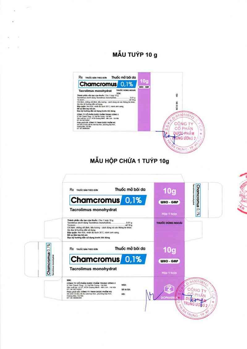 thông tin, cách dùng, giá thuốc Chamcromus 0,1% - ảnh 1