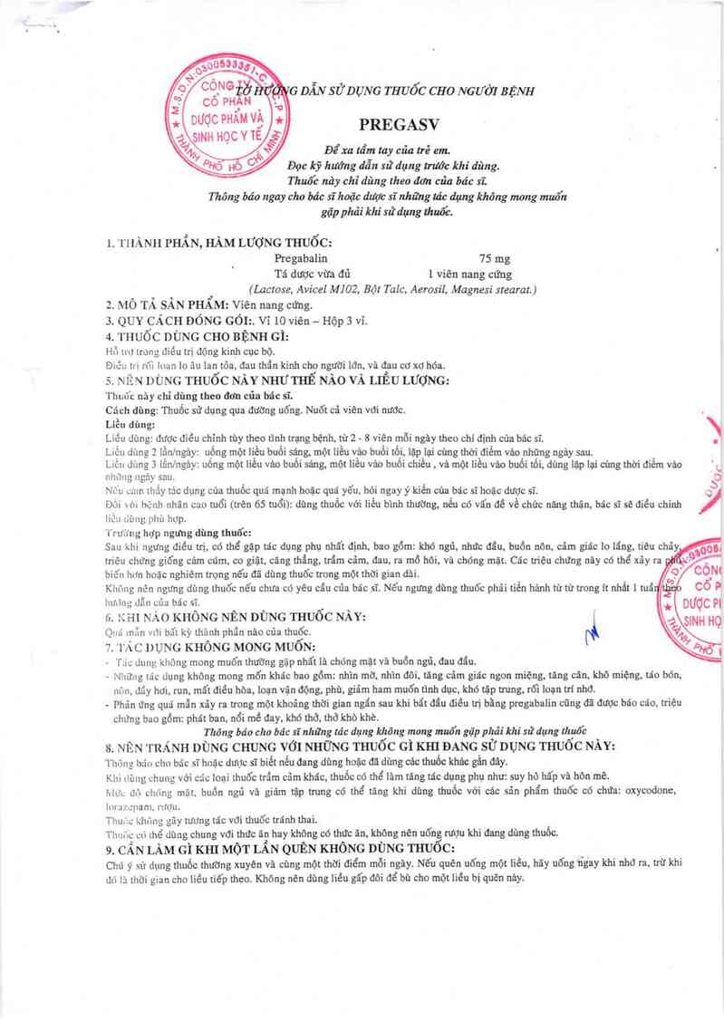 thông tin, cách dùng, giá thuốc Pregasv - ảnh 5