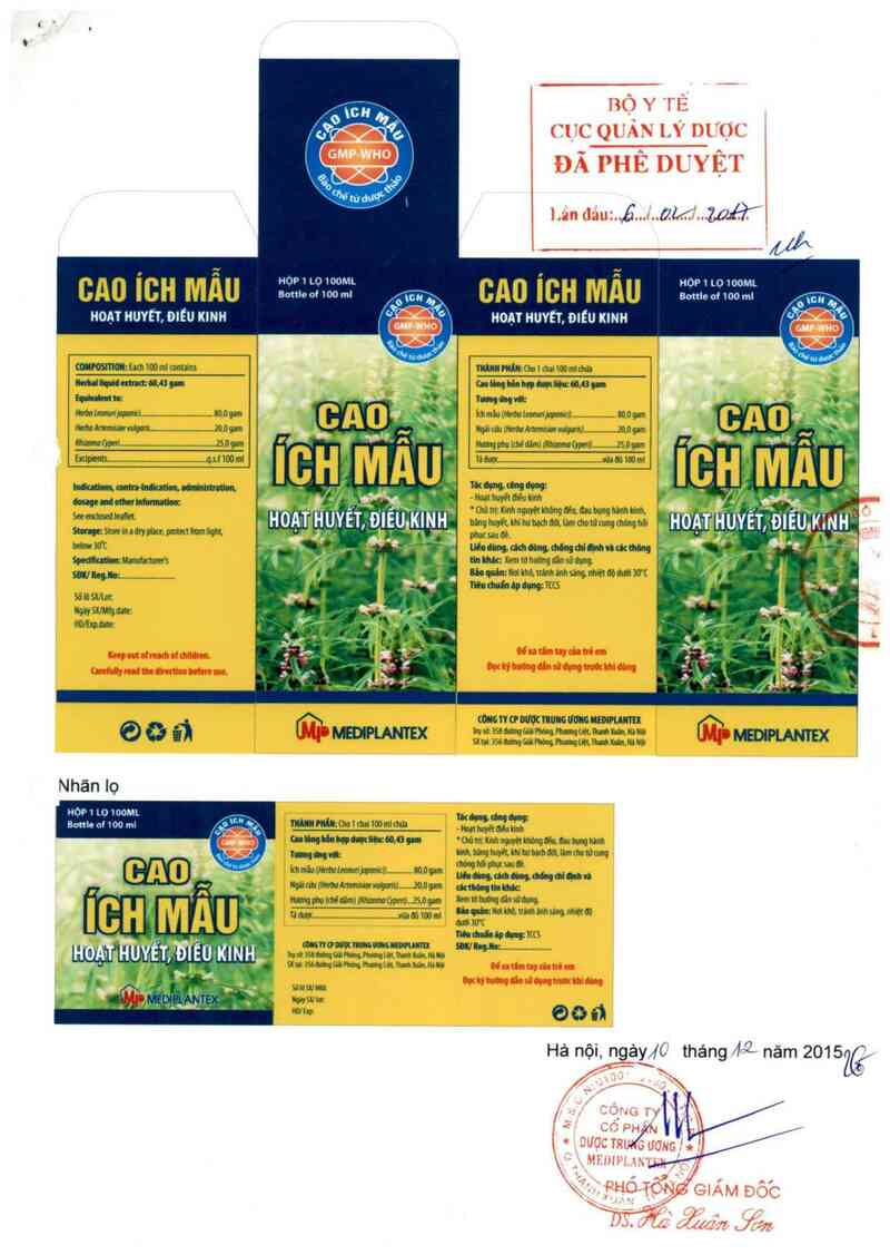 thông tin, cách dùng, giá thuốc Cao ích mẫu - ảnh 0