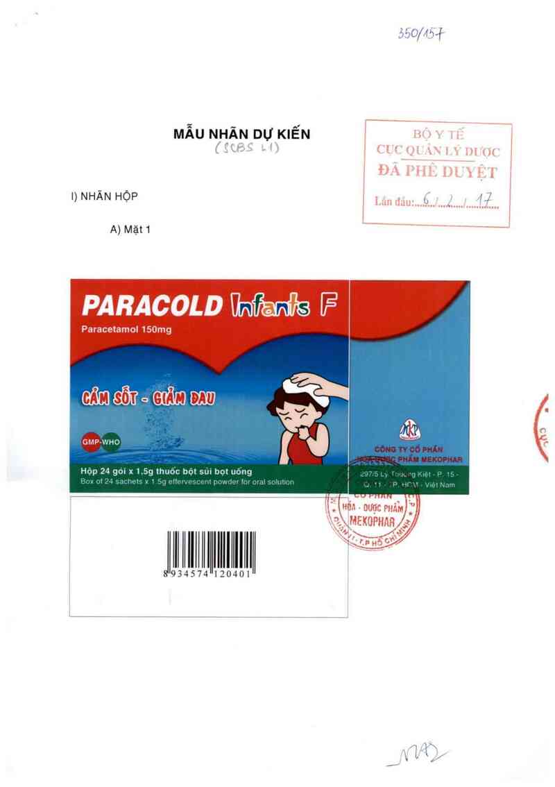 thông tin, cách dùng, giá thuốc Paracold Infants F - ảnh 0