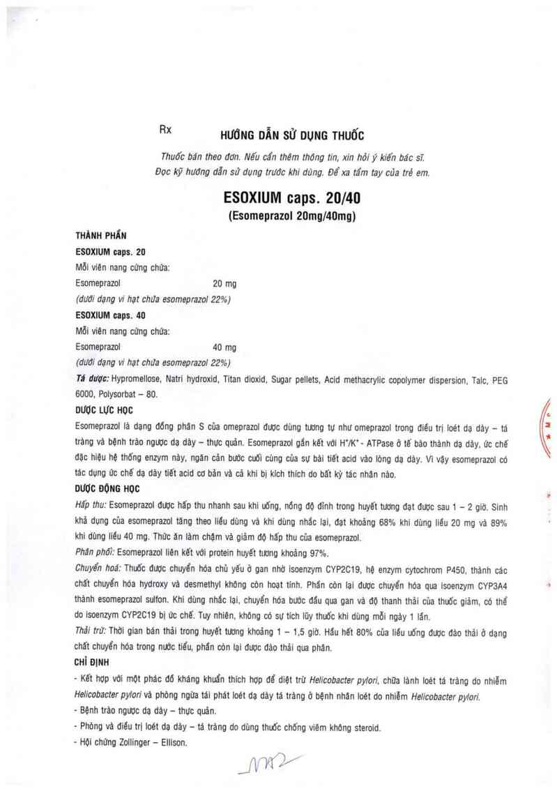 thông tin, cách dùng, giá thuốc Esoxium caps. 40 - ảnh 2