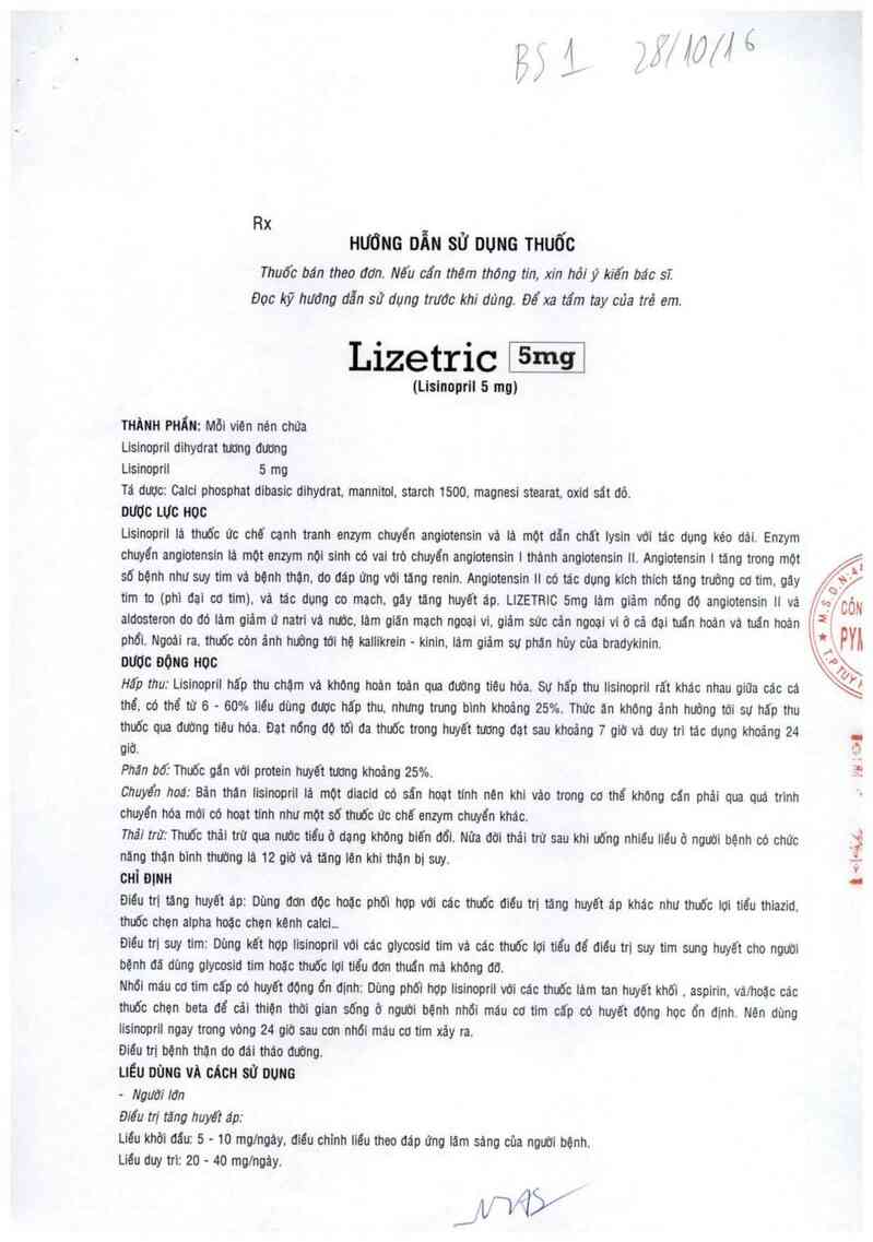 thông tin, cách dùng, giá thuốc Lizetric 5mg - ảnh 2