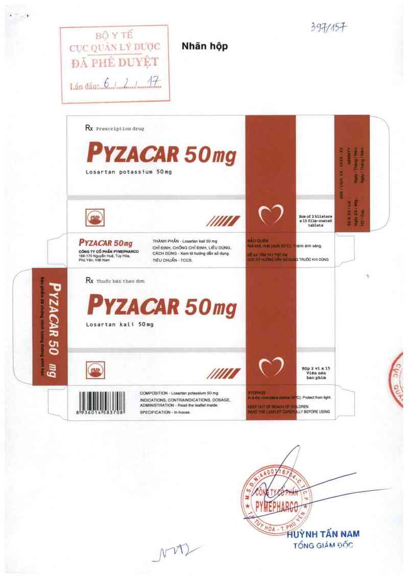 thông tin, cách dùng, giá thuốc Pyzacar 50 mg - ảnh 0