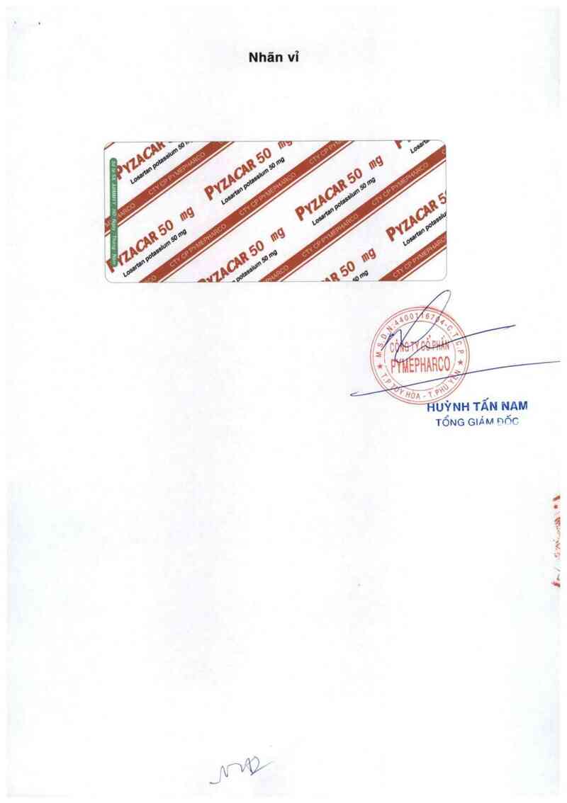 thông tin, cách dùng, giá thuốc Pyzacar 50 mg - ảnh 1