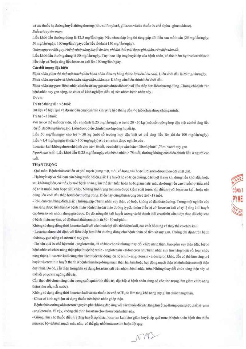 thông tin, cách dùng, giá thuốc Pyzacar 50 mg - ảnh 3