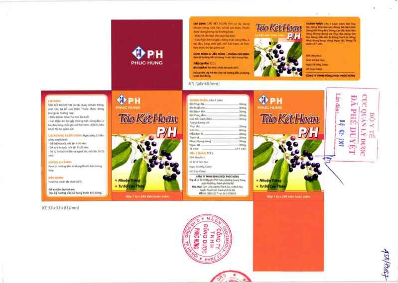 thông tin, cách dùng, giá thuốc Táo kết hoàn P/H - ảnh 0