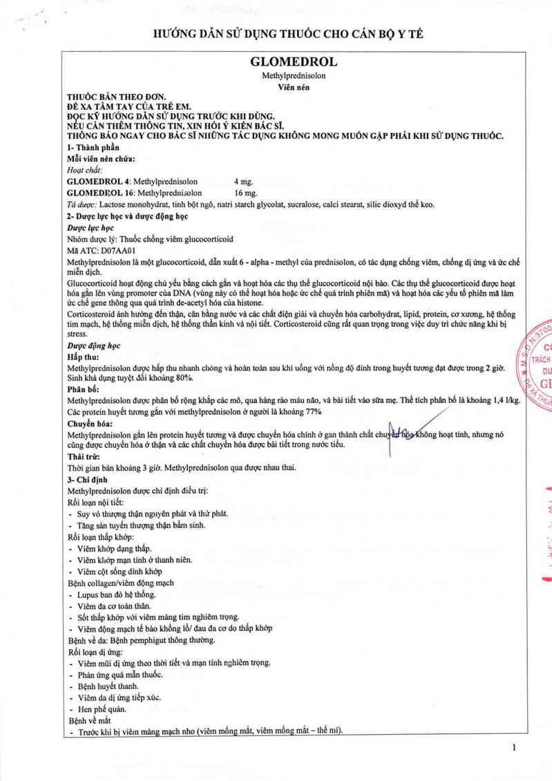 thông tin, cách dùng, giá thuốc Glomedrol 4 - ảnh 3