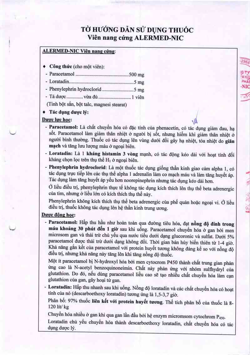 thông tin, cách dùng, giá thuốc Alermed-Nic - ảnh 2