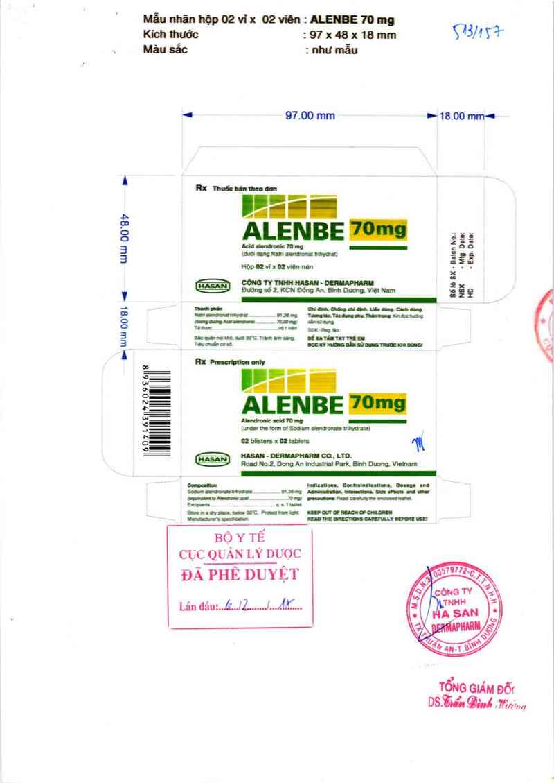 thông tin, cách dùng, giá thuốc Alenbe 70mg - ảnh 0