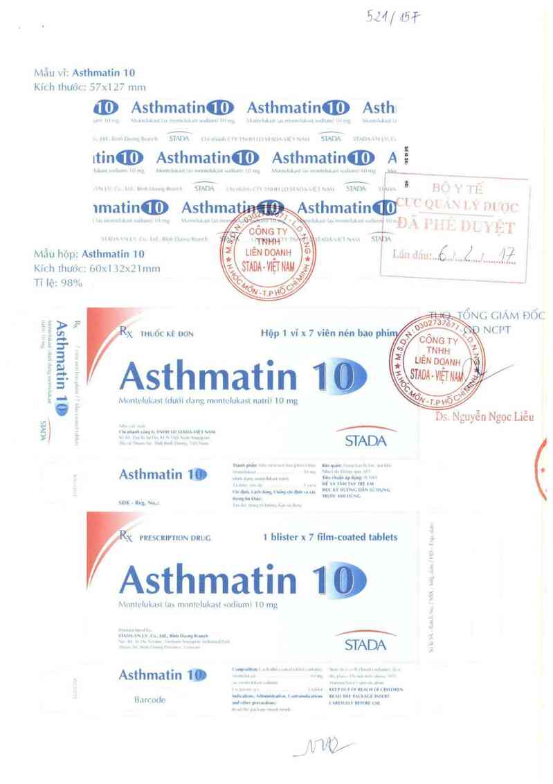 thông tin, cách dùng, giá thuốc Asthmatin 10 - ảnh 0