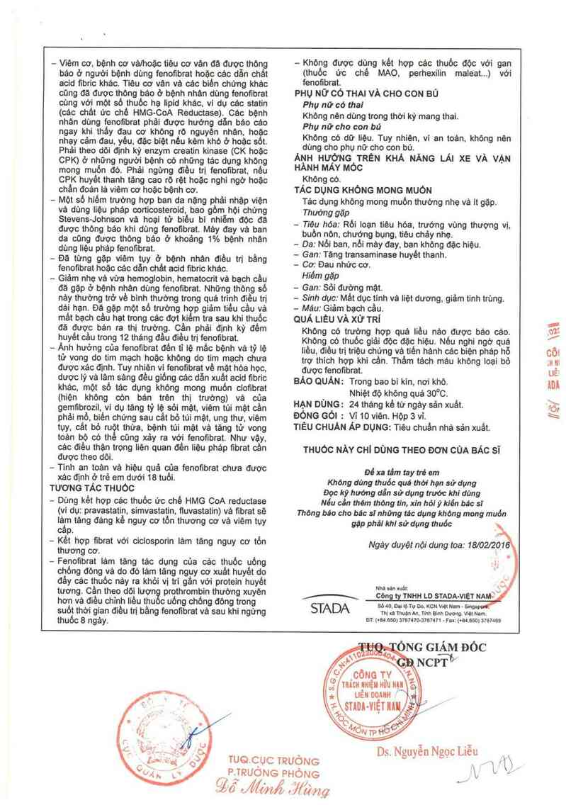 thông tin, cách dùng, giá thuốc Fenostad 160 - ảnh 2