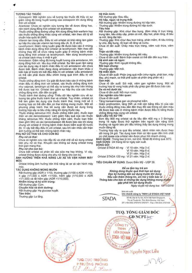 thông tin, cách dùng, giá thuốc Orlistat Stada 120 mg - ảnh 2