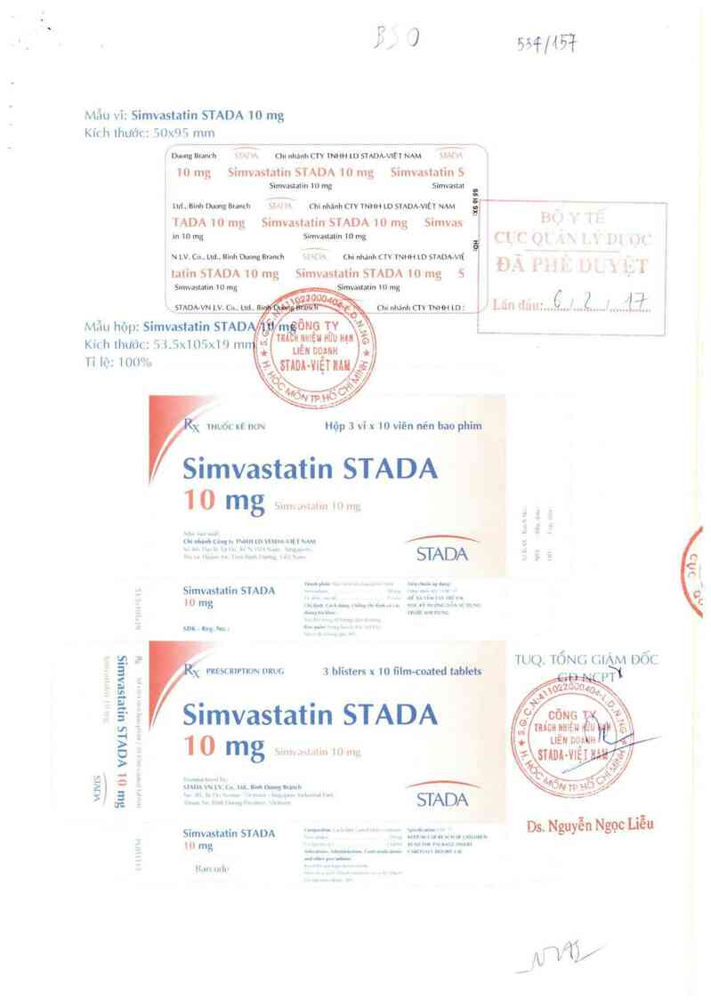 thông tin, cách dùng, giá thuốc Simvastatin Stada 10 mg - ảnh 0