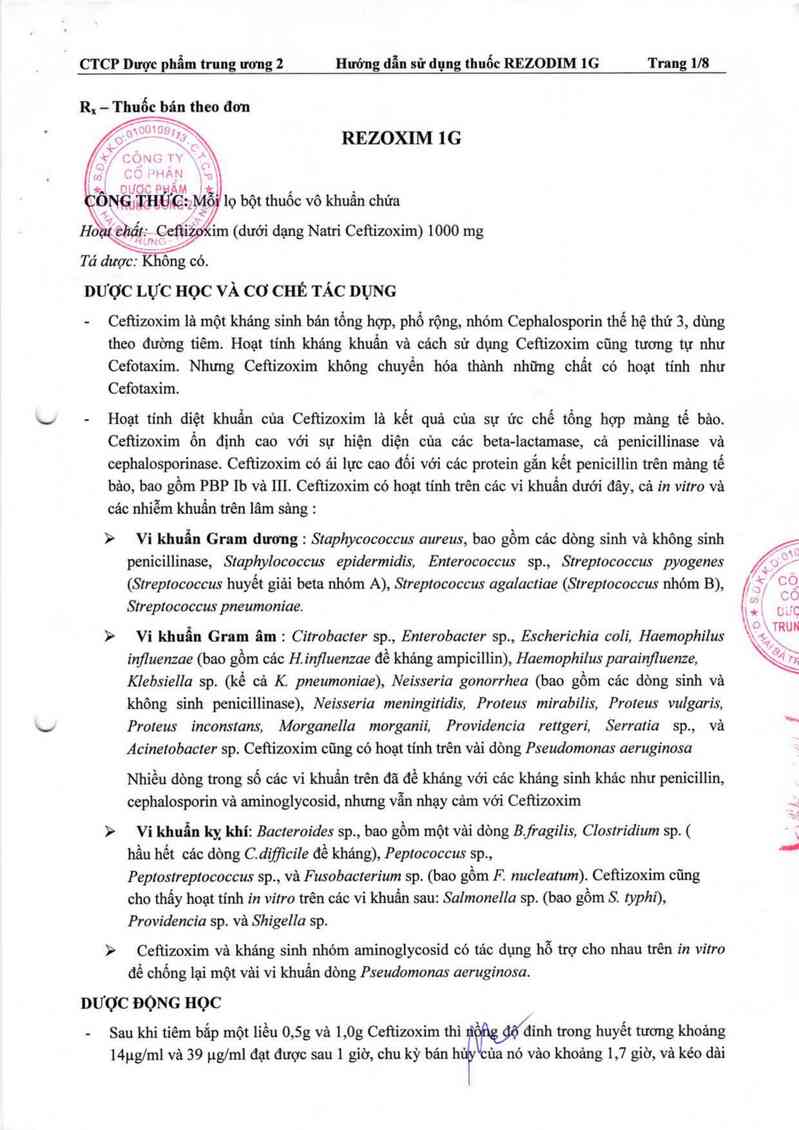 thông tin, cách dùng, giá thuốc Rezoxim 1g - ảnh 3