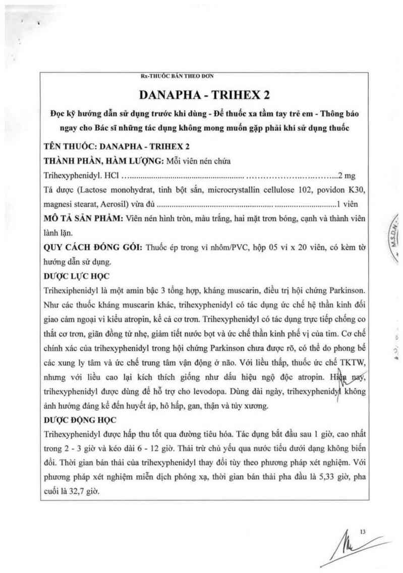 thông tin, cách dùng, giá thuốc Danapha-Trihex 2 - ảnh 1