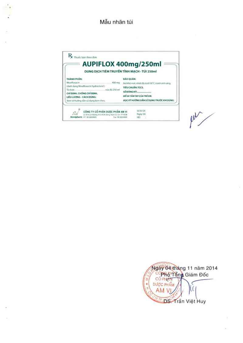 thông tin, cách dùng, giá thuốc Aupiflox 400mg/250ml - ảnh 1