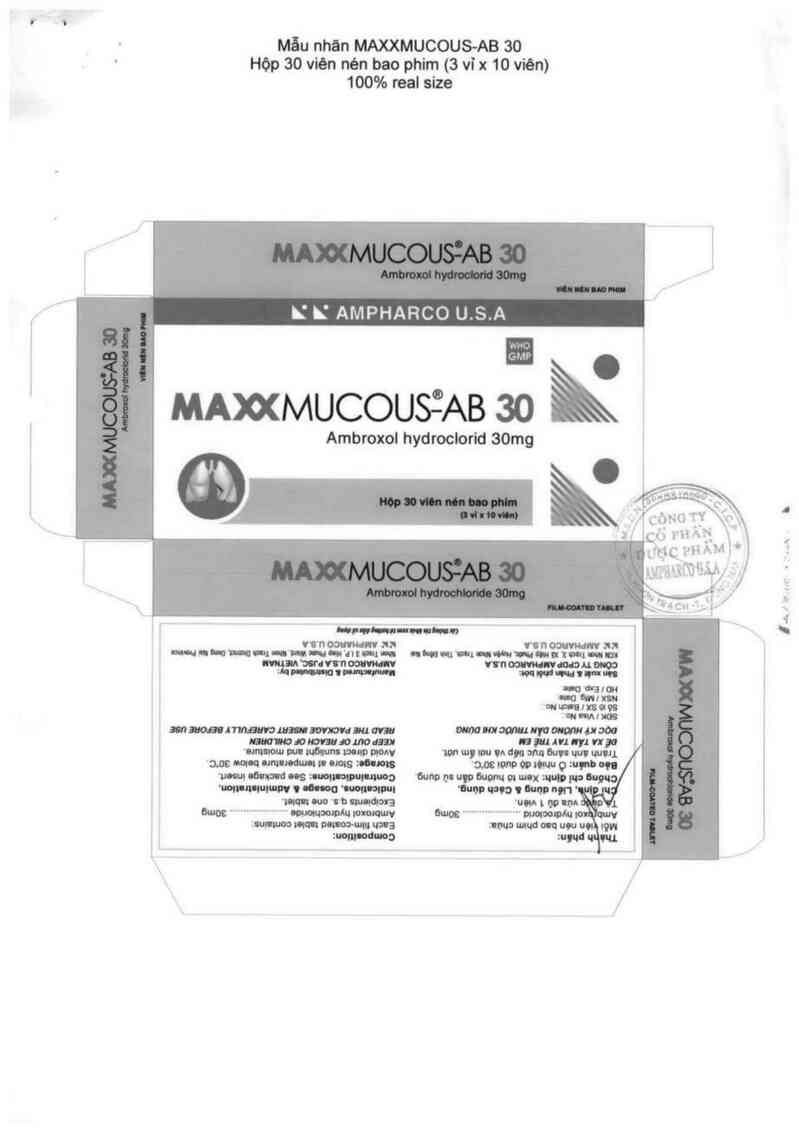 thông tin, cách dùng, giá thuốc Maxxmucous-AB 30 - ảnh 1