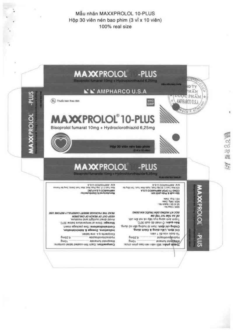 thông tin, cách dùng, giá thuốc Maxxprolol 10 - plus - ảnh 1