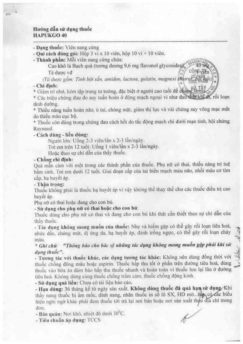thông tin, cách dùng, giá thuốc Hapukgo 40 - ảnh 2