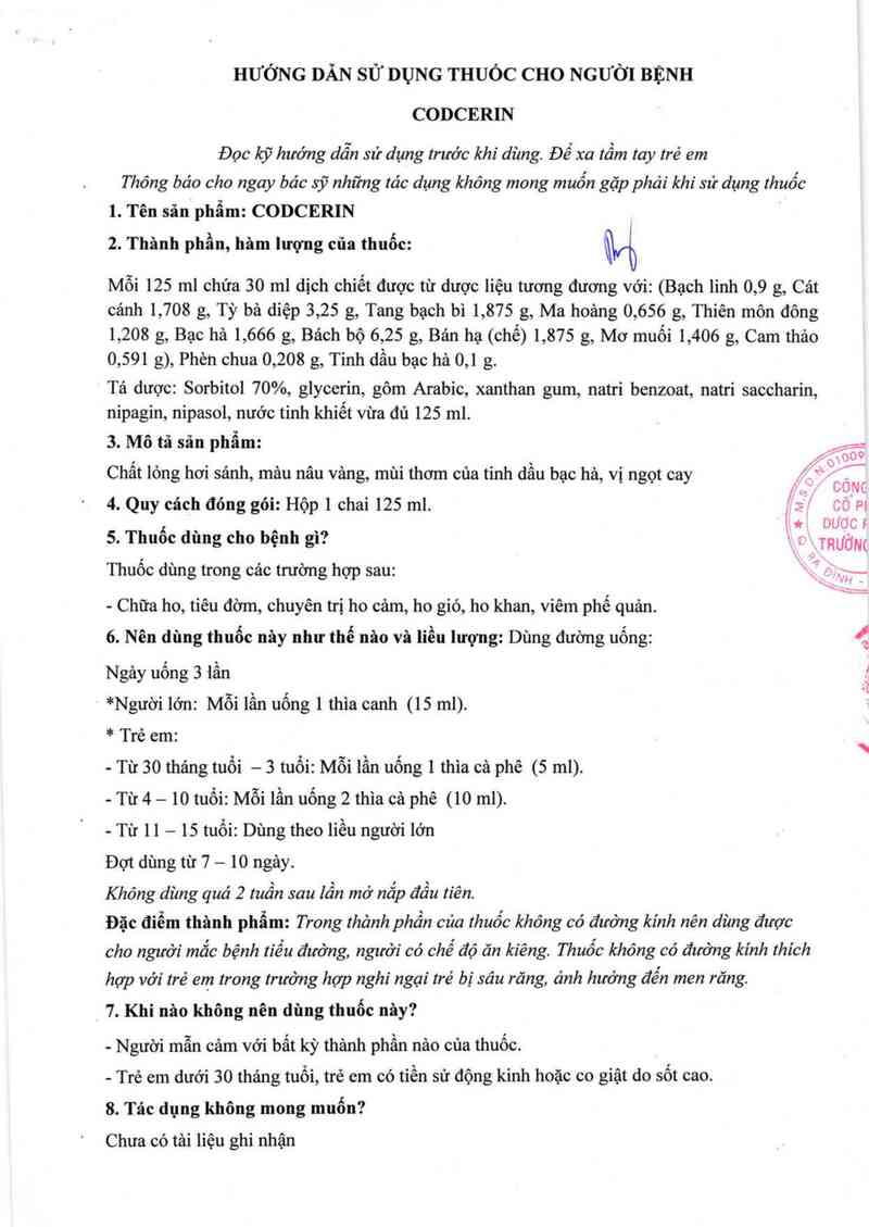 thông tin, cách dùng, giá thuốc Codcerin - ảnh 1