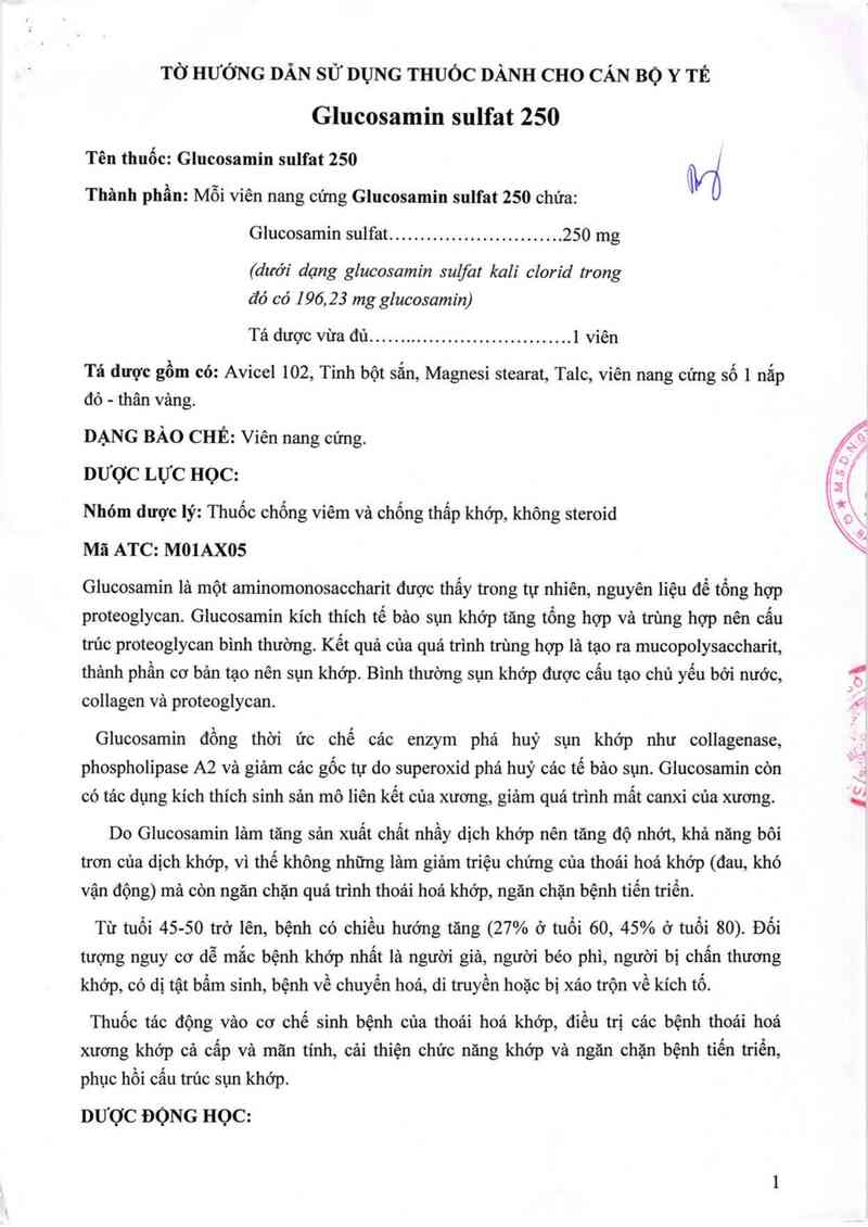 thông tin, cách dùng, giá thuốc Glucosamin sulfat 250mg - ảnh 6