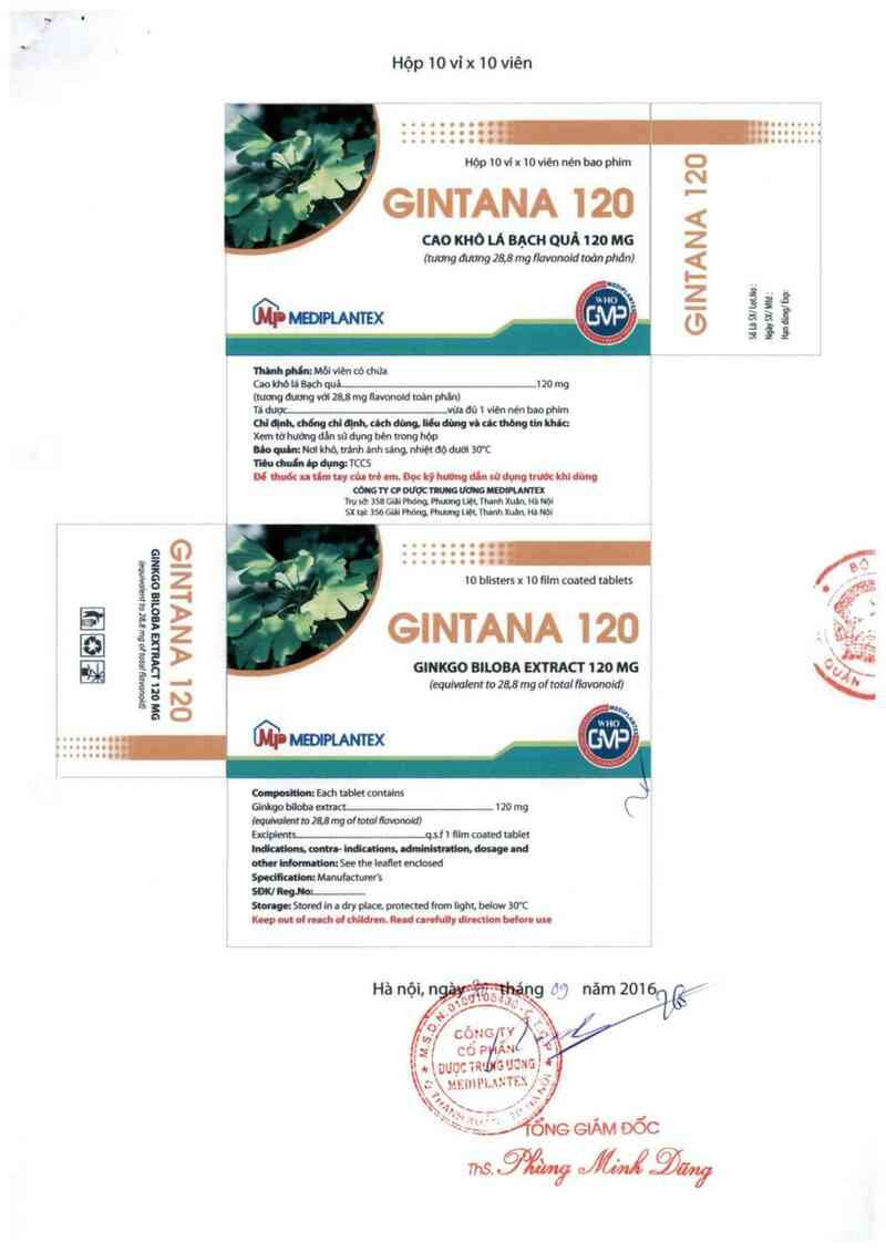 thông tin, cách dùng, giá thuốc Gintana 120 - ảnh 1