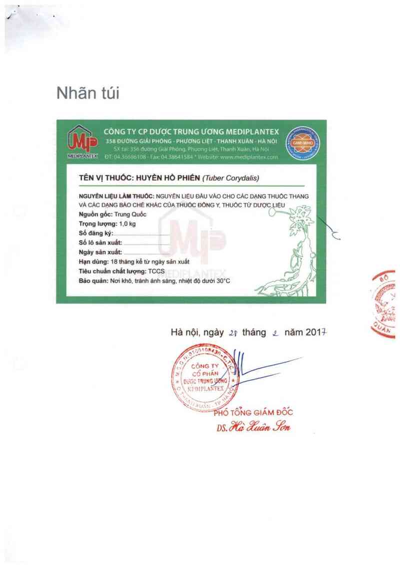 thông tin, cách dùng, giá thuốc Huyền hồ phiến - ảnh 1