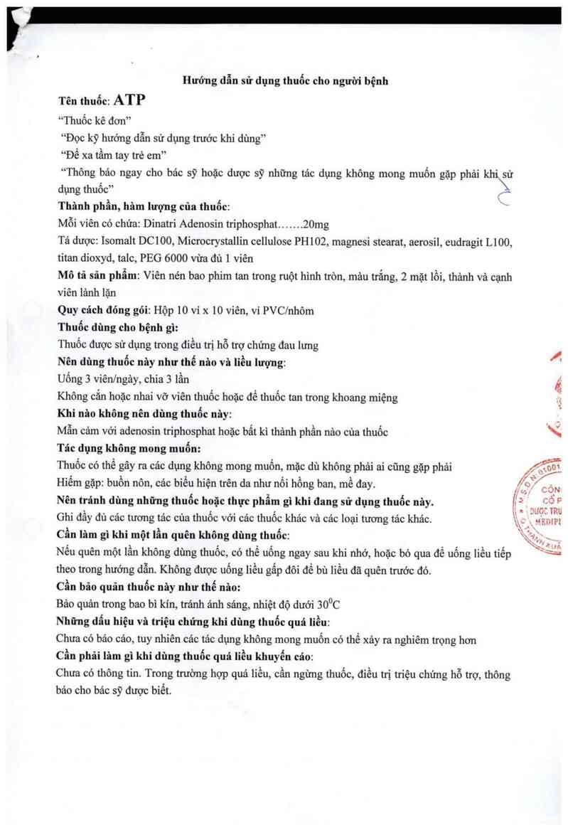 thông tin, cách dùng, giá thuốc ATP - ảnh 1