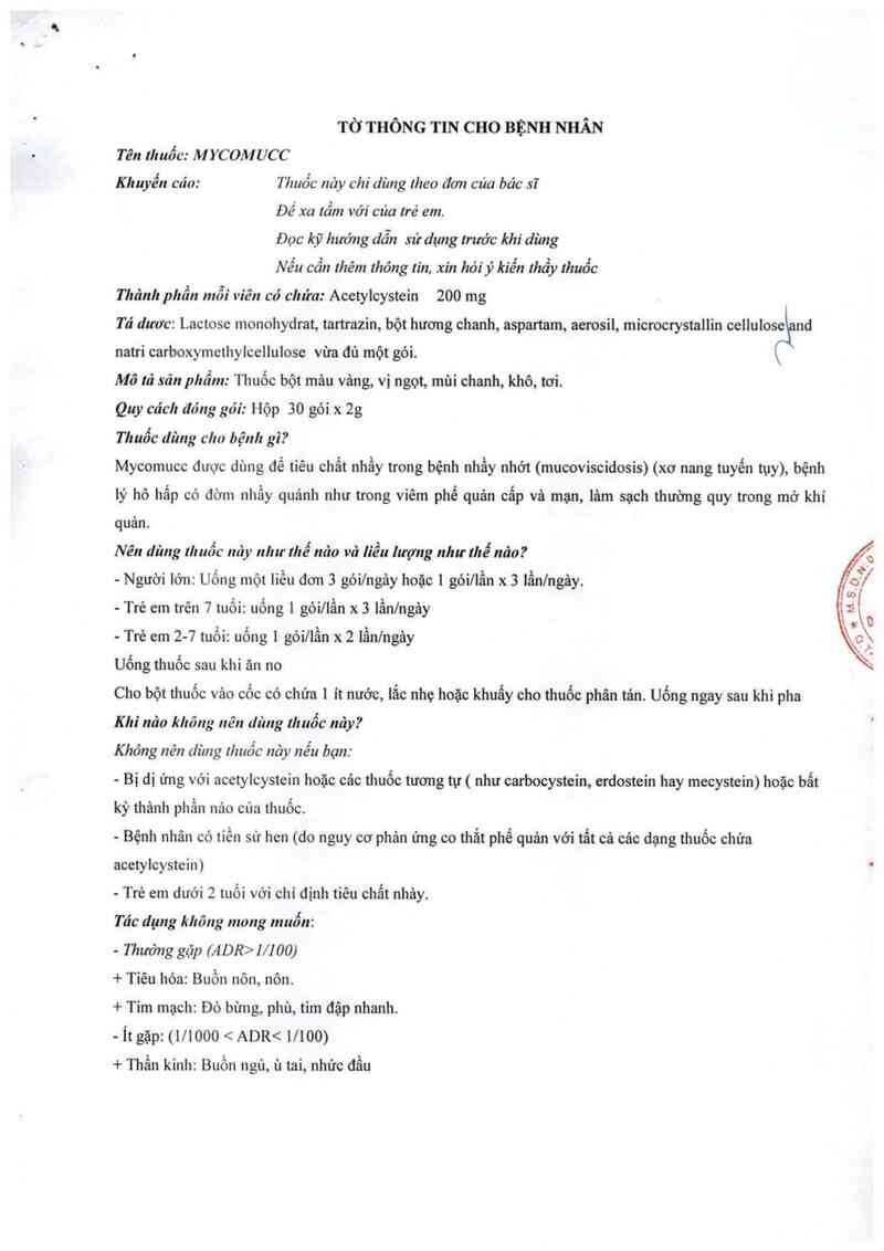 thông tin, cách dùng, giá thuốc Mycomucc - ảnh 4