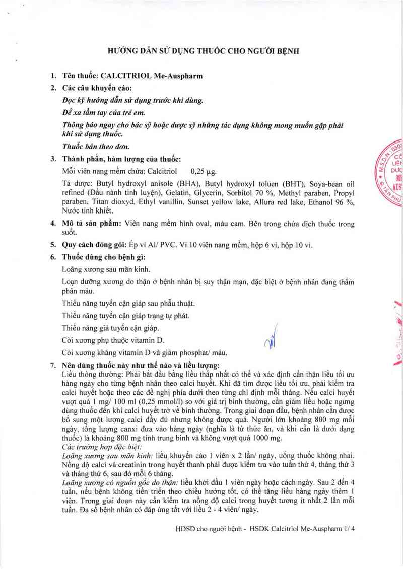 thông tin, cách dùng, giá thuốc Calcitriol Me-Auspharm - ảnh 3