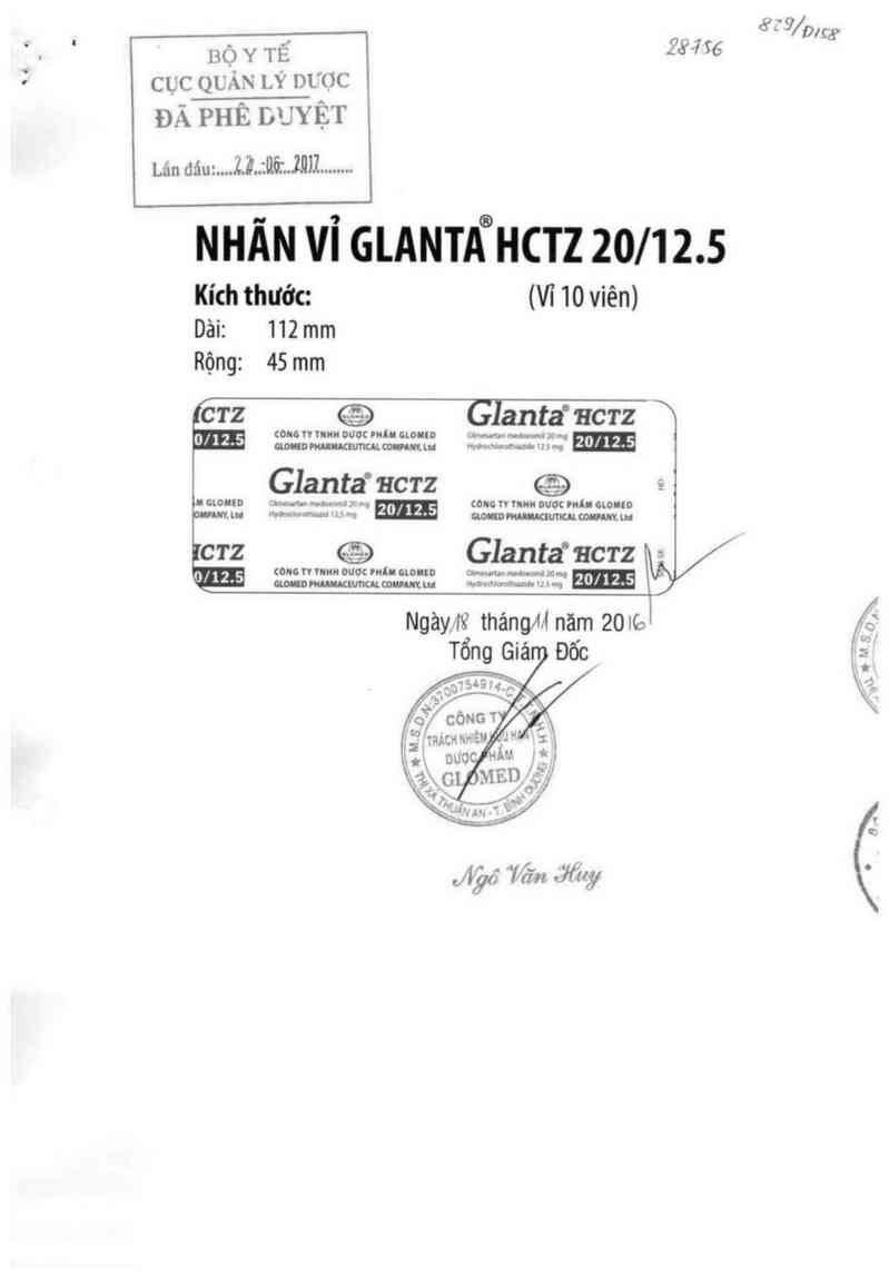 thông tin, cách dùng, giá thuốc Glanta HCTZ 20/12.5 - ảnh 0