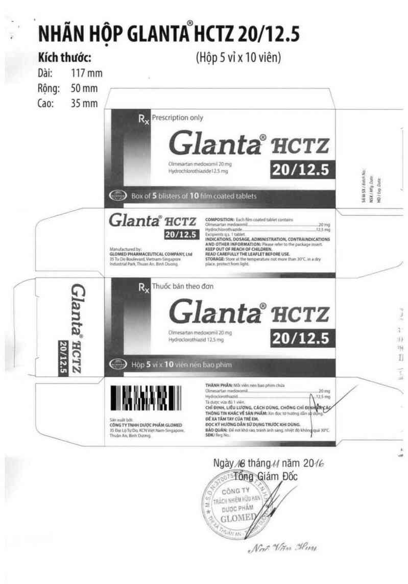 thông tin, cách dùng, giá thuốc Glanta HCTZ 20/12.5 - ảnh 2