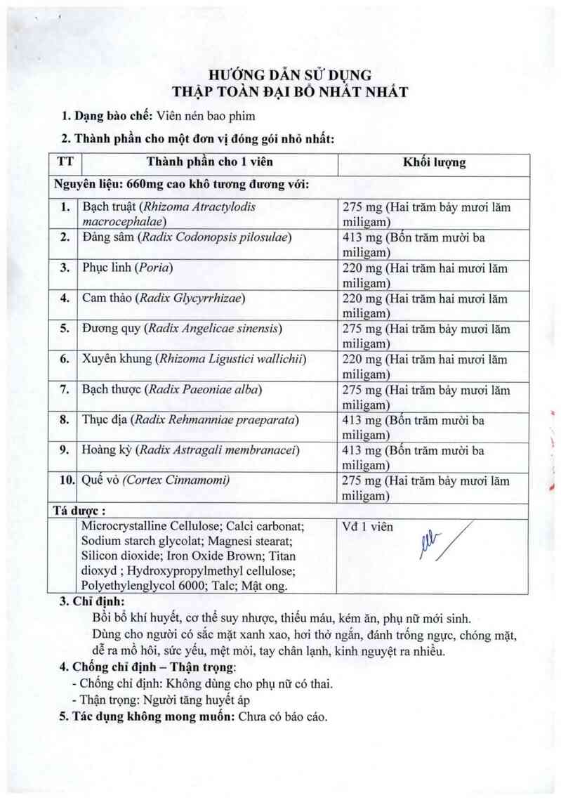 thông tin, cách dùng, giá thuốc Thập toàn đại bổ Nhất Nhất - ảnh 5