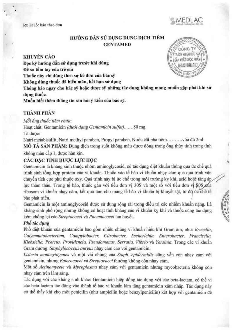thông tin, cách dùng, giá thuốc Gentamed - ảnh 1