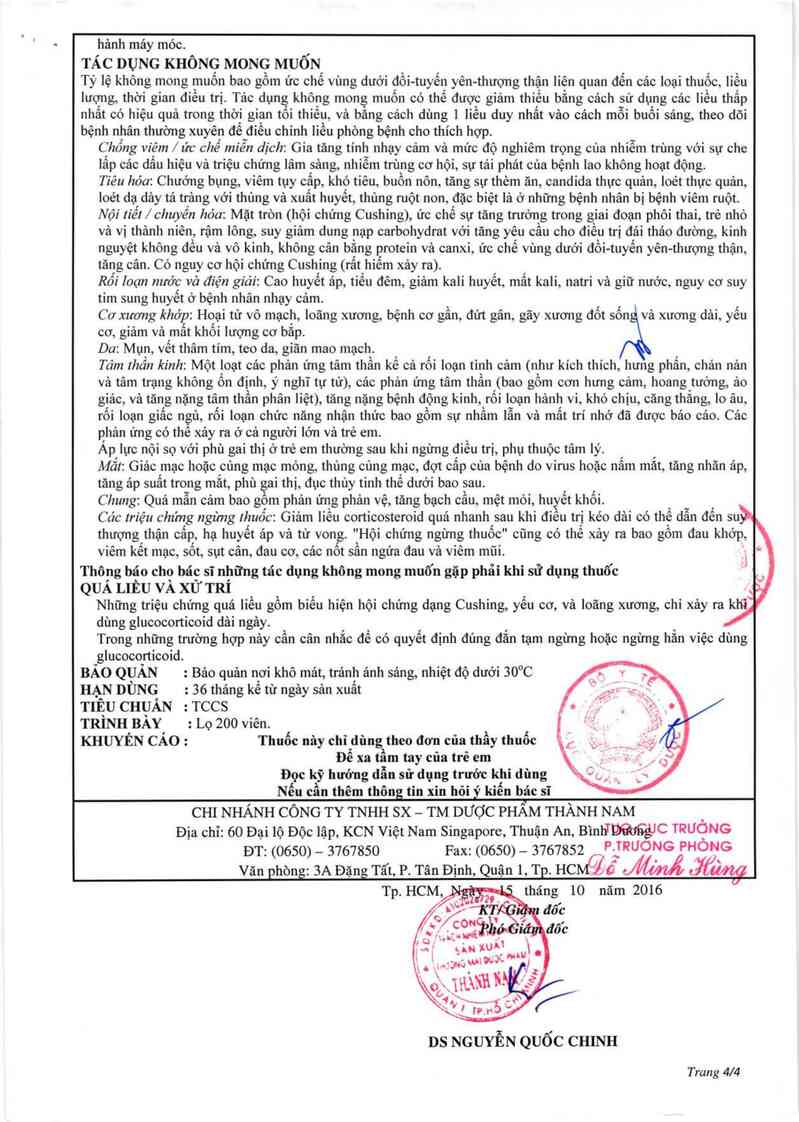 thông tin, cách dùng, giá thuốc Prednison - ảnh 4