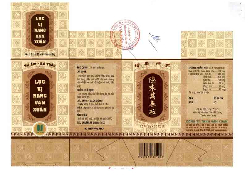 thông tin, cách dùng, giá thuốc Lục vị nang Vạn Xuân - ảnh 1