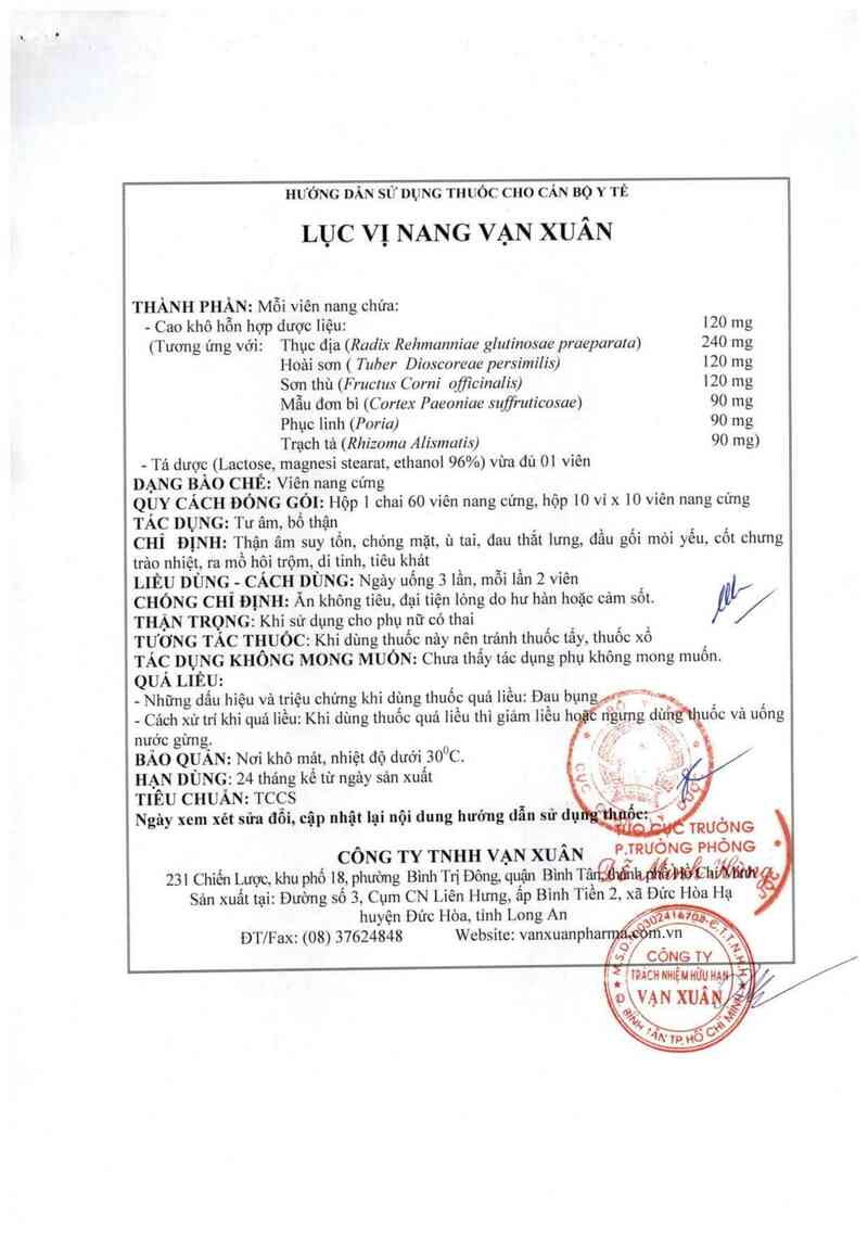 thông tin, cách dùng, giá thuốc Lục vị nang Vạn Xuân - ảnh 5