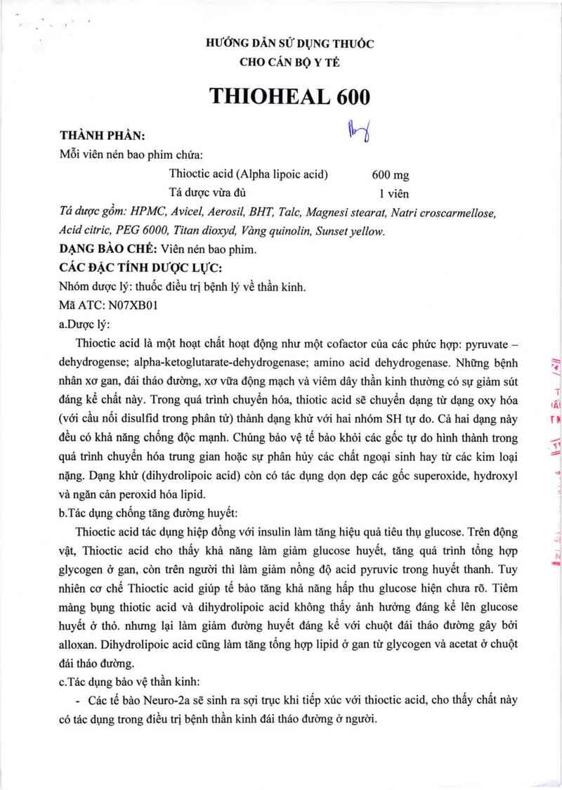 thông tin, cách dùng, giá thuốc Thioheal 600 - ảnh 7
