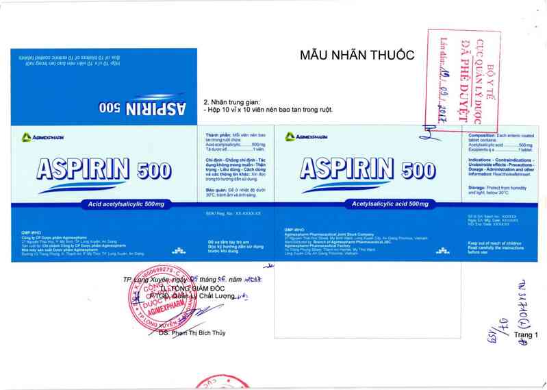 thông tin, cách dùng, giá thuốc Aspirin 500 - ảnh 0