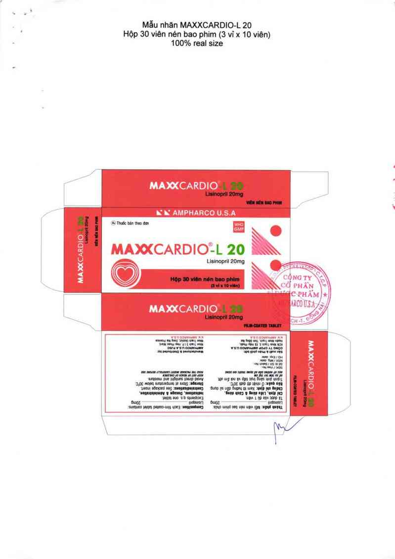 thông tin, cách dùng, giá thuốc Maxxcardio-L 20 - ảnh 1