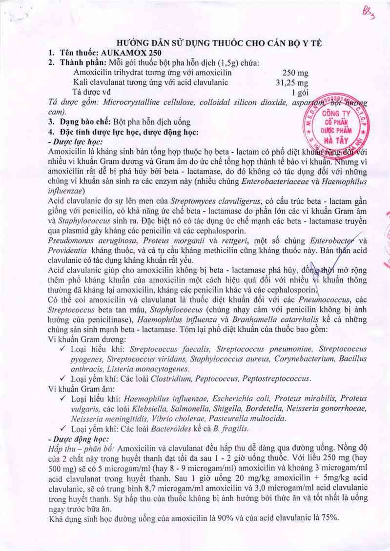 thông tin, cách dùng, giá thuốc Aukamox 250 - ảnh 1