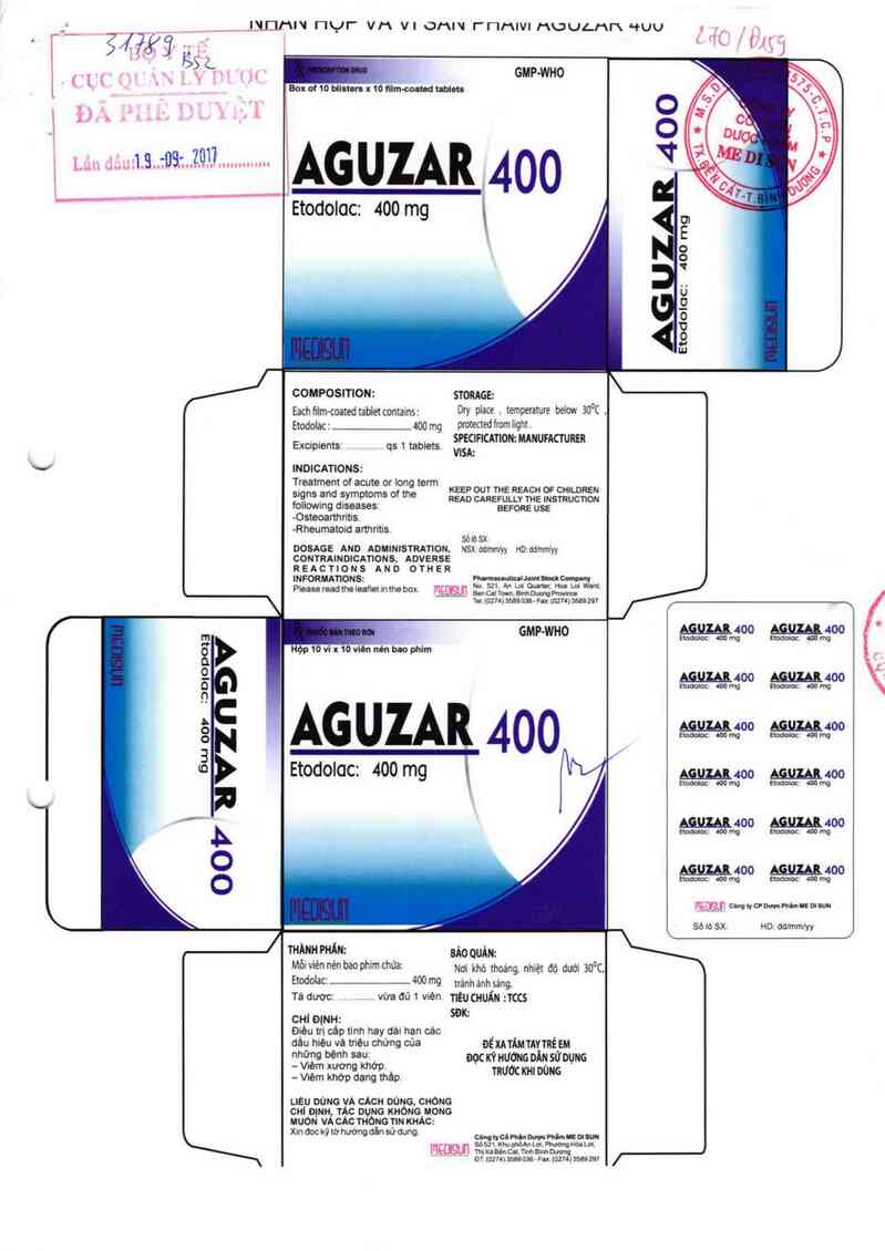thông tin, cách dùng, giá thuốc Aguzar 400 - ảnh 0