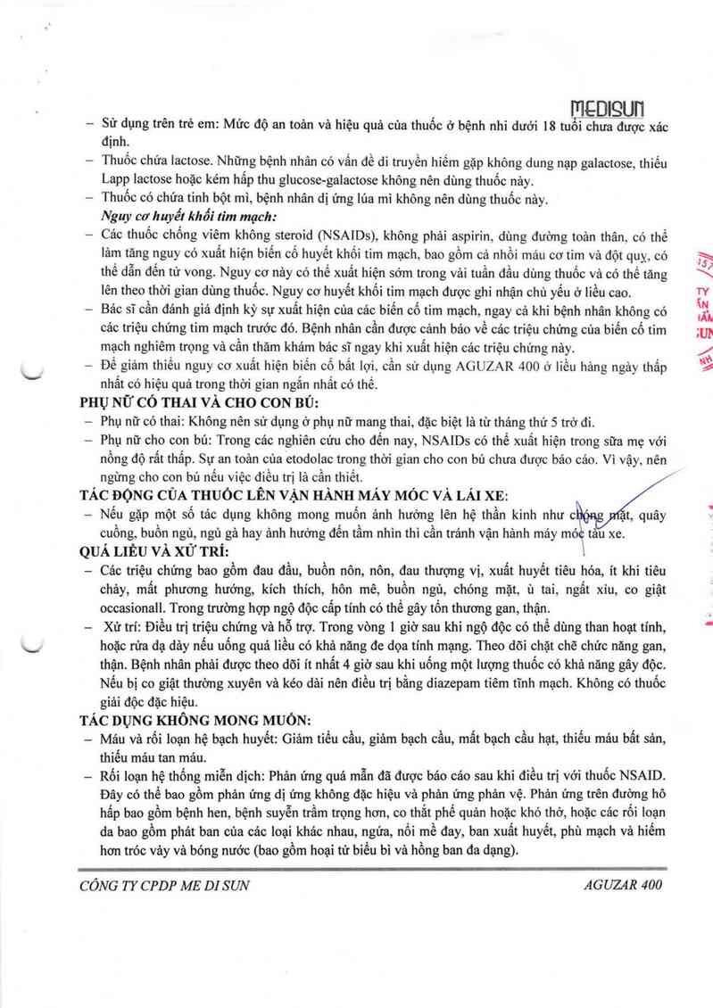 thông tin, cách dùng, giá thuốc Aguzar 400 - ảnh 3