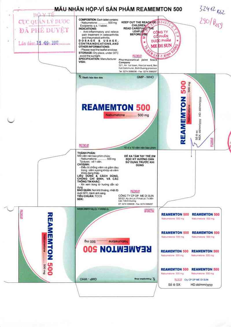 thông tin, cách dùng, giá thuốc Reamemton 500 - ảnh 0