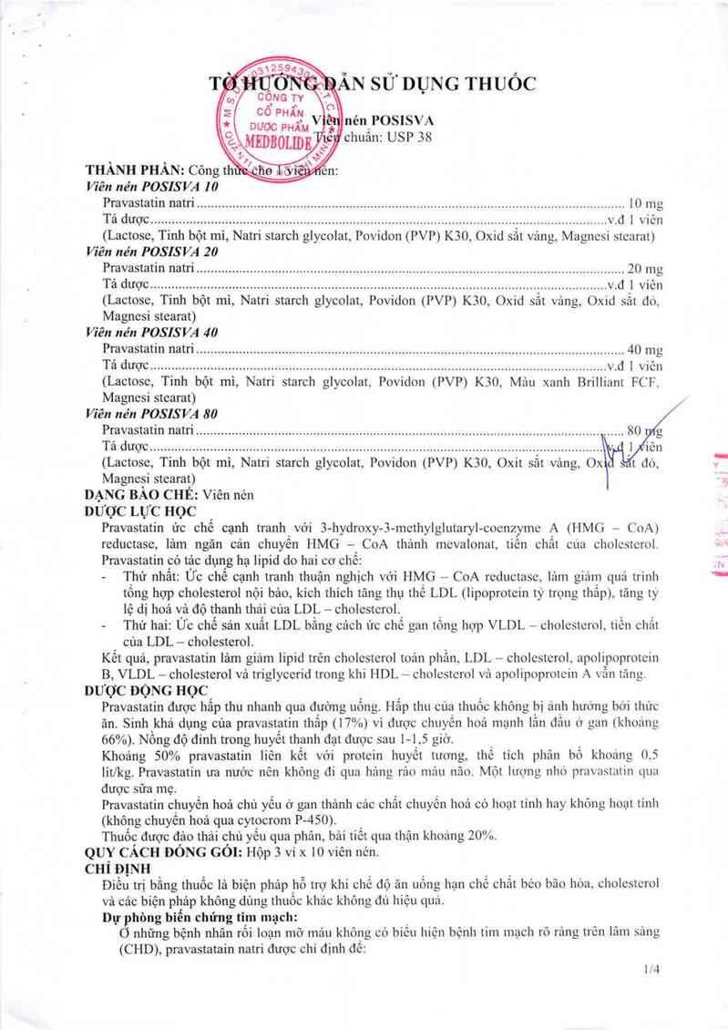 thông tin, cách dùng, giá thuốc Posisva 20 - ảnh 2